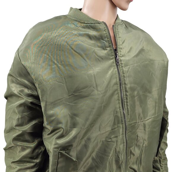 Forever 21 Reversible Olive Green Bomber Jacket Size M - Picture 1 of 13